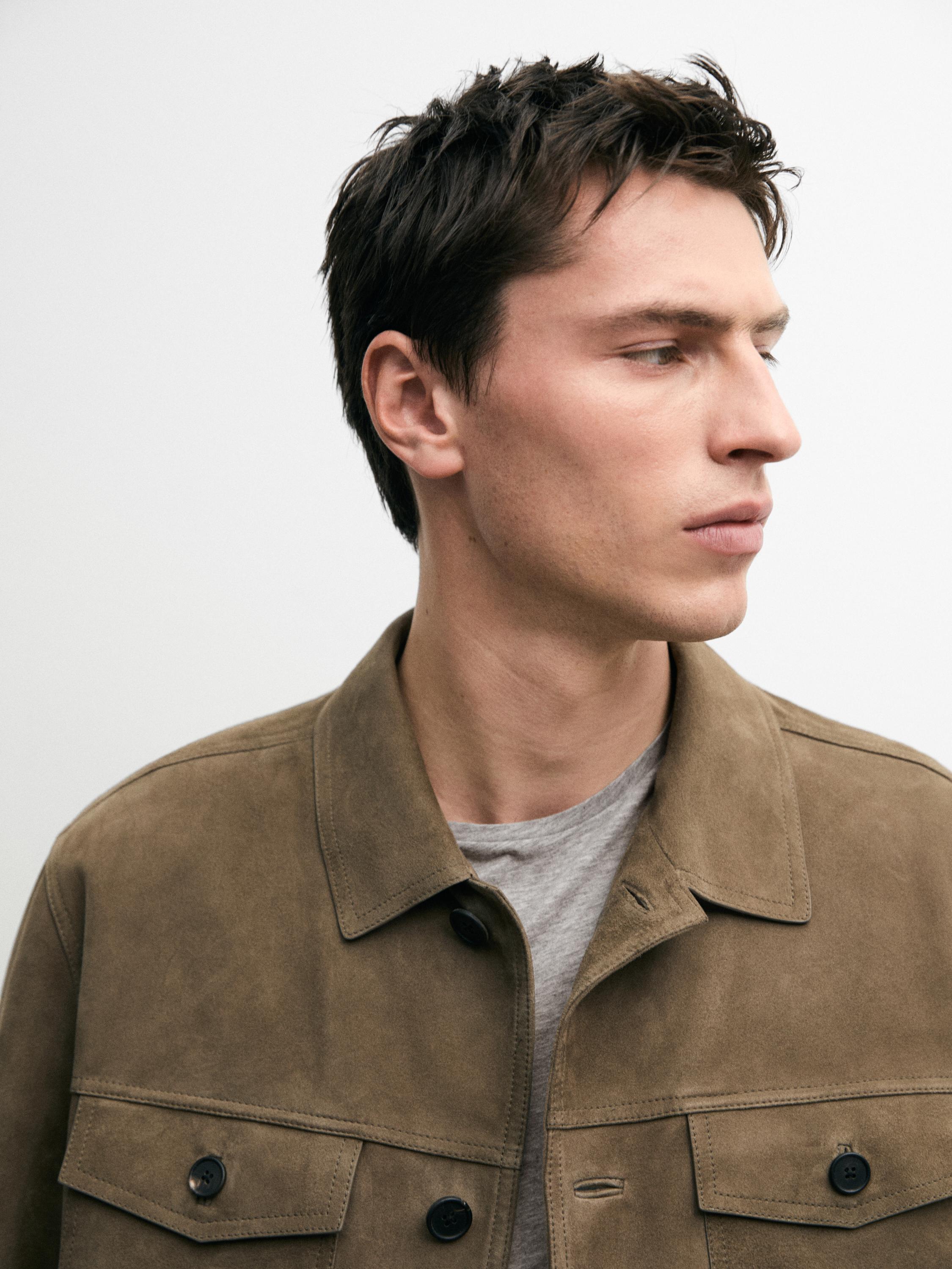 Veste à poches en cuir effet usé